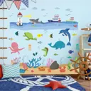 Наклейка интерьерная цветная "Морская жизнь" набор 2 листа 30x90 см