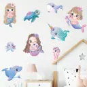 Наклейка интерьерная цветная "Русалки и подводный мир" набор 2 листа 30x90 см