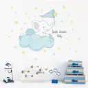 Наклейка интерьерная цветная "Слонёнок на облаке, ловит звёзды" 25x35 см