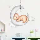 Наклейка интерьерная цветная "Спящий динозаврик на месяце" 30x60 см