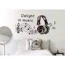 Наклейка интерьерная чёрная Музыка в наушниках 50x70 см