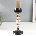 Подсвечник Simaland на 1 свечу "Кристалл и шар" золотой, чёрный 34x11x11 см