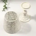 Подсвечник металл на 1 свечу "Абажур с цветами" белый 23x11x11 см