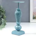 Подсвечник полистоун на 1 свечу "Колонна - геометрия" голубая патина, 23.5x9.5x9.5 см
