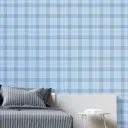 Обои флизелиновые Decoracion Stewart tartan 1 м голубые 7070905-vinil-280x100x4