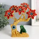 Сувенир интерьерный от сглаза Цветущее дерево Слон со слитком золота золото, красный 17 см