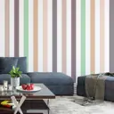 Обои флизелиновые Decoracion Разноцветные полоски 4x2.8 м бежевые/светло-зеленые 7012806