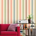 Обои флизелиновые Decoracion Стильные полоски 4x2.8 м бежевые оранжевые оливковые 7010306