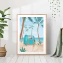 Постер 28 картин "Девушка на пляже" 70x50 см