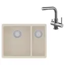 Интегрированная мойка Lemark Sinara 55x42x20 см кварц цвет хром/шампань
