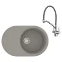 Врезная мойка Lemark Lacha LM3071C 76x50x18 см кварц цвет серый/хром