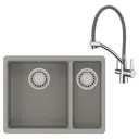 Интегрированная мойка Lemark Sinara LM3071 55x42x20 см кварц цвет серый/хром