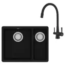 Интегрированная мойка Lemark Sinara LM3075 55x42x20 см кварц цвет хром/антрацит