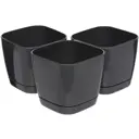 Горшок цветочный Navako paco 0.25l (3 штуки) Navako 8 см 7 см 0.25 л пластик черный без автополива с блюдцем