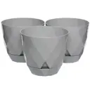 Горшок цветочный Navako rico 2.4l (3 штуки) Navako 17.5 см 15.3 см 2.4 л пластик серый/серебристый без автополива с блюдцем