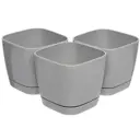 Горшок цветочный Navako paco 0.25l (3 штуки) Navako 8 см 7 см 0.25 л пластик серый/серебристый без автополива с блюдцем