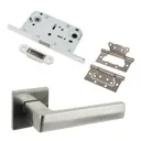 Комплект для межкомнатной двери Paulinidor ручки 541-03 slim + сантехническая магнитная защелка 5096 + петли б/врезки 2 шт никель