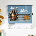 Ключница Simaland 6 крючков "Золотые листья монстеры и кленовый - Sweet home" 24x8.7x26 см