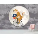 Фотообои флизелиновые Bartonwall 400x270 см Детские Девушка Луна Тигр K275