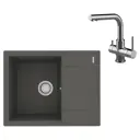 Врезная мойка Lemark Imandra 64x50x18 см кварц цвет хром/темно-серый