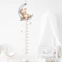 Наклейка интерьерная ростомер "Спящий мишка на луне" набор 3 листа