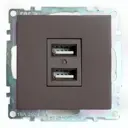 Розетка USB двойная встраиваемая Stekker Катрин 49027 цвет шоколад