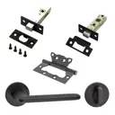 Комплект для межкомнатной двери Paulinidor ручки 546-06 slim + защелка 5-45PL + завертка AL 06 slim + задвижка BK45 + петли б/врезки 2 шт черный