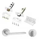 Комплект для межкомнатной двери Paulinidor ручки 546-06 slim + защелка 5-45PL + завертка AL 06 slim + задвижка BK45 + врезные петли 2 шт белый