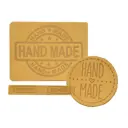 Набор термоаппликаций Hand Made из кожи: круг №39 - 1шт прямоугольник №12 и №38 - по 1шт 100% кожа песочный цвет