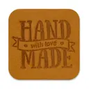 Термоаппликация заплатка из кожи Hand Made 3 x 3см 100% кожа песочный цвет