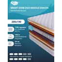 Матрас SkySleep Smart Zone Duo Middle S500/DS 200x190 см независимый пружинный блок, двуспальный, ортопедический, латексный