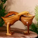Интерьерный сувенир "Пара уточек" коричневые 25x13x20 см