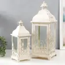 Подсвечник Simaland "Фонарь - цветущий сад" н-р 2 шт d-9, 14 см белый 18x18x48 см