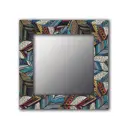 Настенное зеркало Дом Корлеоне Синие перья 60x60 см