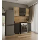 Кухонный гарнитур Mebiplex Грейс 150x215x60 см ЛДСП цвет канадский дуб/темно-серый/дуб вотан