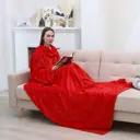Плед с рукавами Этель 9770556, 150x200 см, велсофт, цвет красный