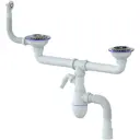 Сифон Unicorn 3 1/2x40 B731V двойной нос с круглым переливом с гофрой 40x40/50