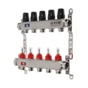Коллекторная группа Tim KDS5005 на 5 выходов 3/4"x1" с расходомерами нержавеющая сталь