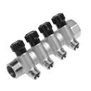 Коллектор Стм на 4 выхода 1/2"x1" с вентилями латунь