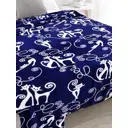 Плед Костромской текстиль Кошки 180x200 см велсофт цвет синий белый