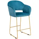 Полубарный стул R-home Oscar 97x59x60 см велюр цвет синий/золотой