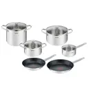 Набор посуды 10 предметов Tefal Cook Eat B922SA55 нержавеющая сталь цвет стальной