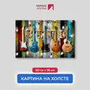 Картина на деревянном подрамнике Первое ателье "Гитарная стена" 60x36 см