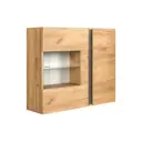 Шкаф-витрина Моби 96x82x30 см ЛДСП цвет дуб крафт золотой /камень темный