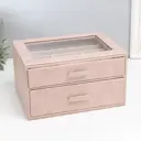 Шкатулка для украшений Эльба Два яруса розовая 25x18x14 см