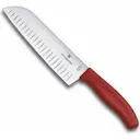 Кухонный нож сантоку Victorinox лезвие рифленое 17 см цвет красный