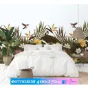 Фотообои флизелиновые Luxury walls 400x270 см Листья Птицы Бабочки AM294