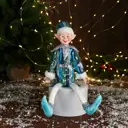 Фигура декоративная Новогодний шут в блестящем костюмчике 9692599 Зимнее волшебство 40 см цвет синий