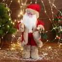Фигура декоративная Дед мороз в костюме с коричневым мехом 9692518 Зимнее волшебство 40 см цвет красный
