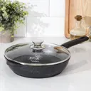 Сковорода Kukmara 4611503 24 см с крышкой и съемной ручкой алюминий литой цвет черный